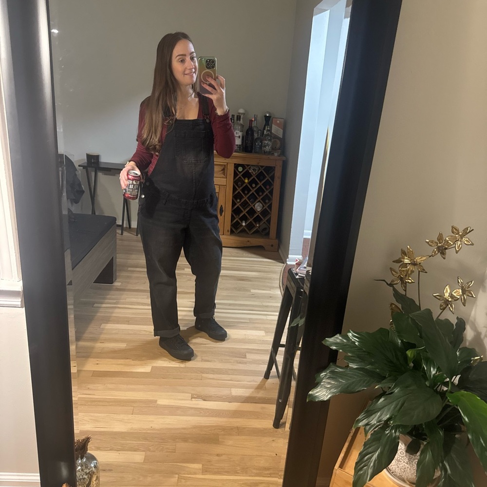 Women's Black Denim Overalls